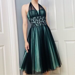 Vintage Cache Dress Cocktail Party Blue Black Fairy Whimsigoth 2 Extra Small